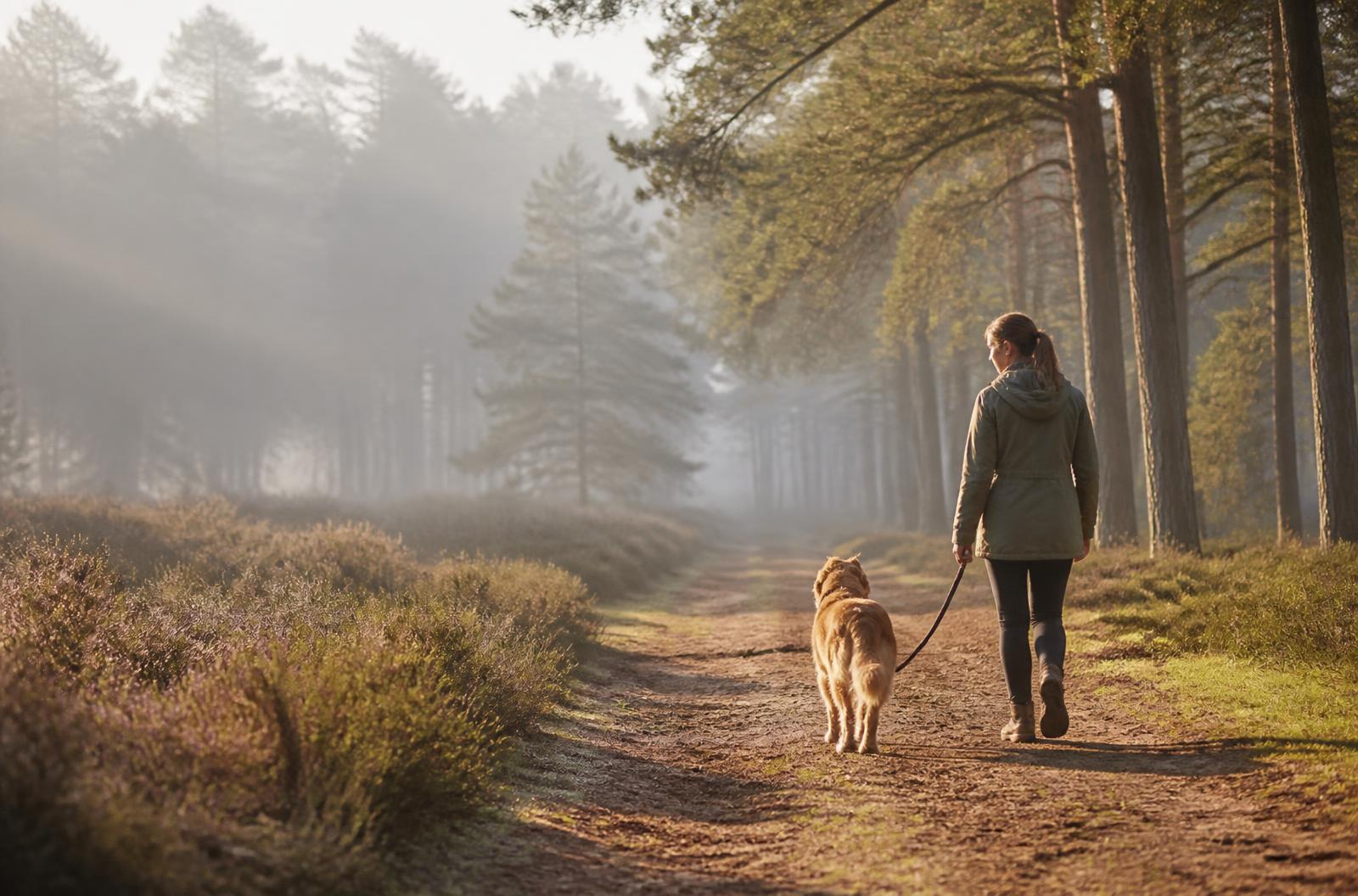 Een ontspannen ochtendwandeling in het bos